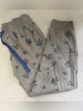 Jessica Simpson Floral Knit Lounge Joggers Sweatpants Drawstring Cotton Cozy